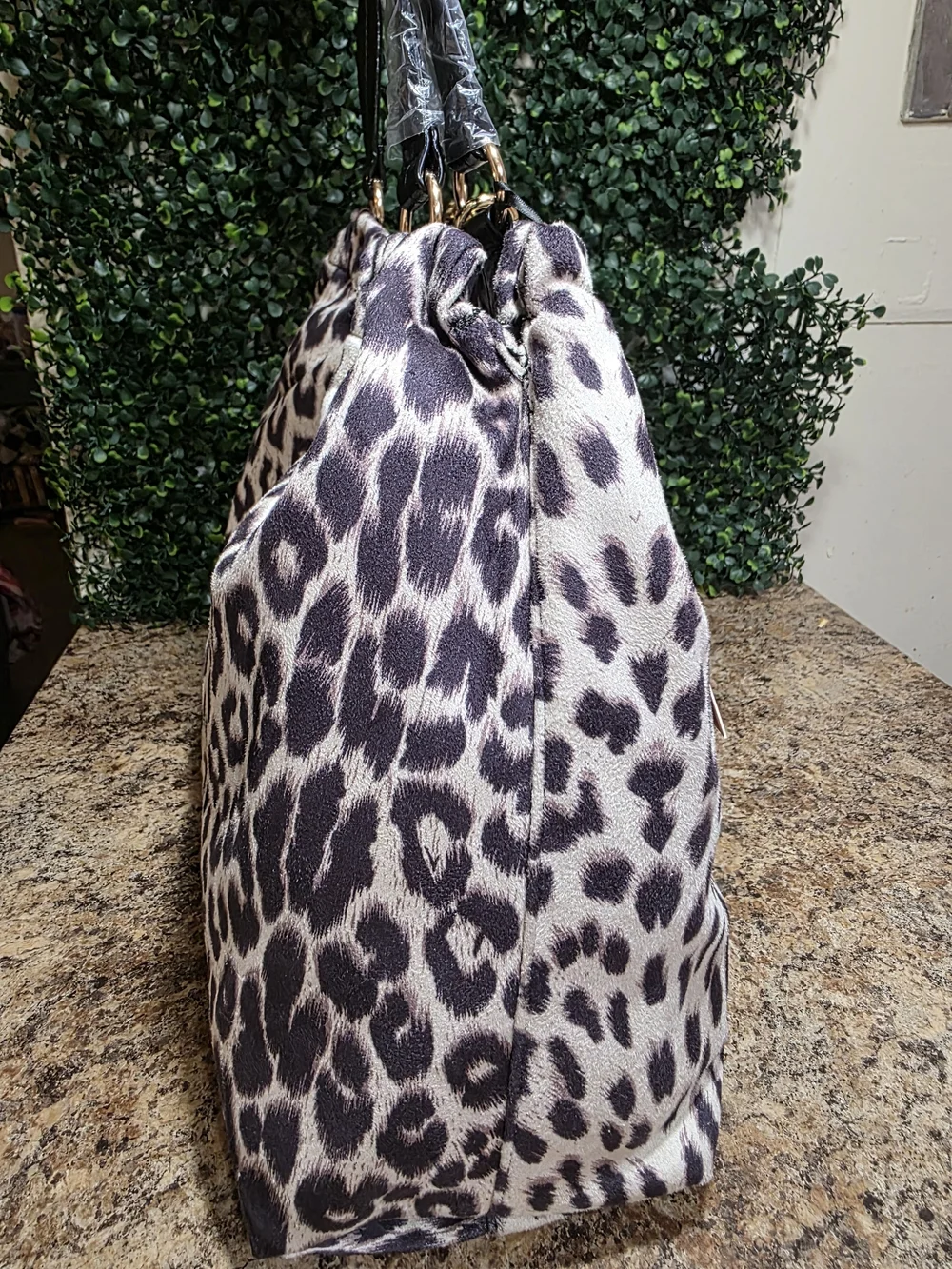 Juicy Couture Leopard Print Shoulder Bag in Black & Cream